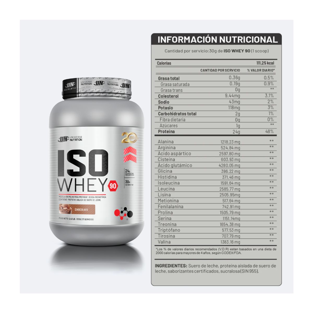 UNIVERSE NUTRITION - Iso Whey 90 1.1 kg chocolate + Creatina ADN 250 g