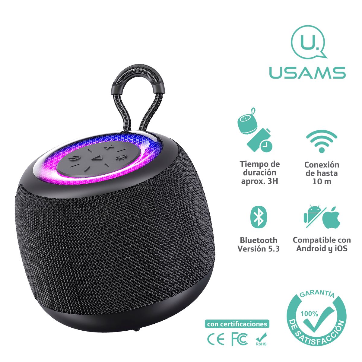 USAMS - Parlante portátil Inalámbrico USAMS  BT5.3 Negro YX014