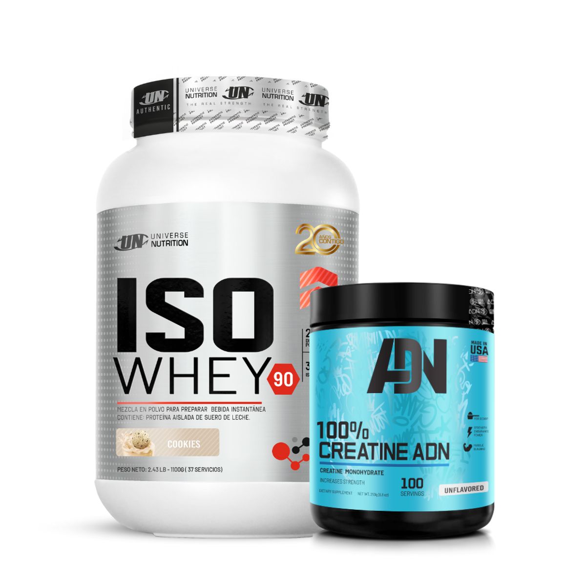 UNIVERSE NUTRITION - Iso Whey 90 1.1 kg cookie and cream + Creatina ADN 250 g