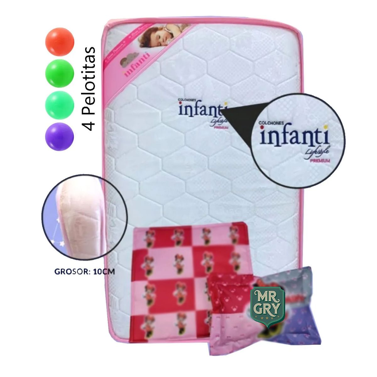 GENERICO - Colchón de Bebe para Cunas Pack and Play Rosado