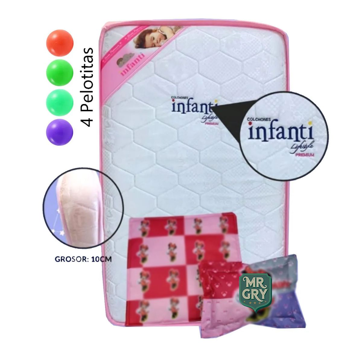 GENERICO - Colchón de Bebe para Cunas Pack and Play Rosado