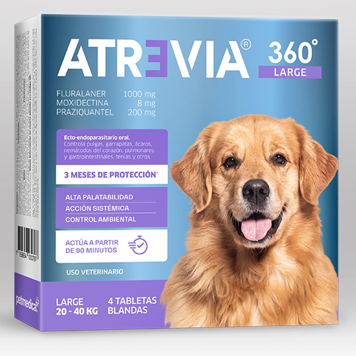 ATREVIA - ANTIPULGAS PARA PERROS ATREVIA 360 LARGE 20 - 40 KG X 4 TAB