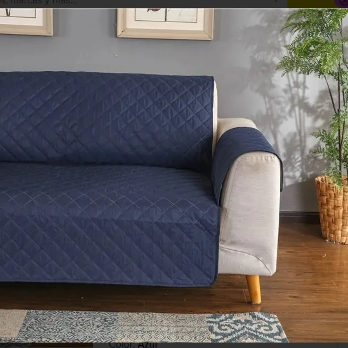 GENERICO - Set protector / cobertor para muebles 3, 2, 1 - AZUL reversible