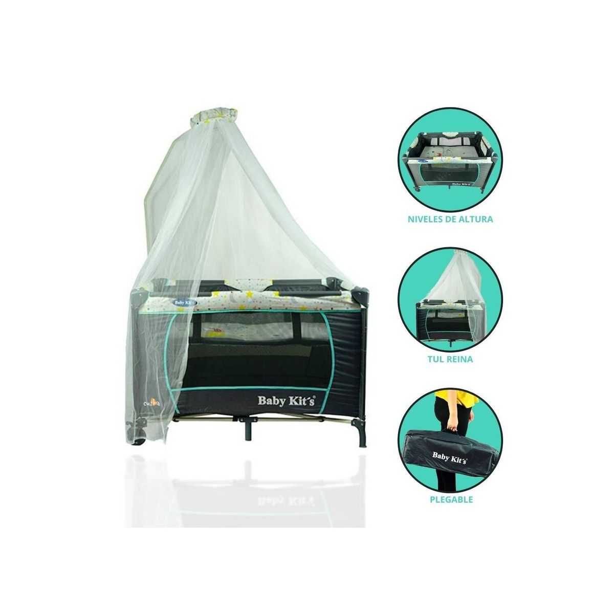 BABY KITS - Cuna Corral para Bebés BABY KITS «SOHO» Blue