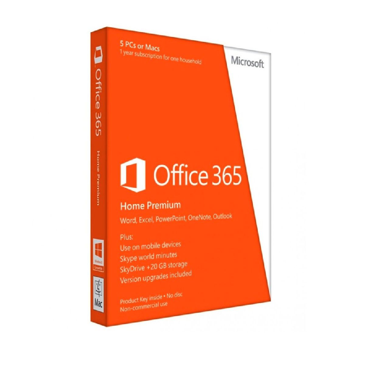 MICROSOFT - Microsoft Office 365 Hogar Premium Español, 32/64-bit, 5 Usuarios 1 Año para Windows/Mac