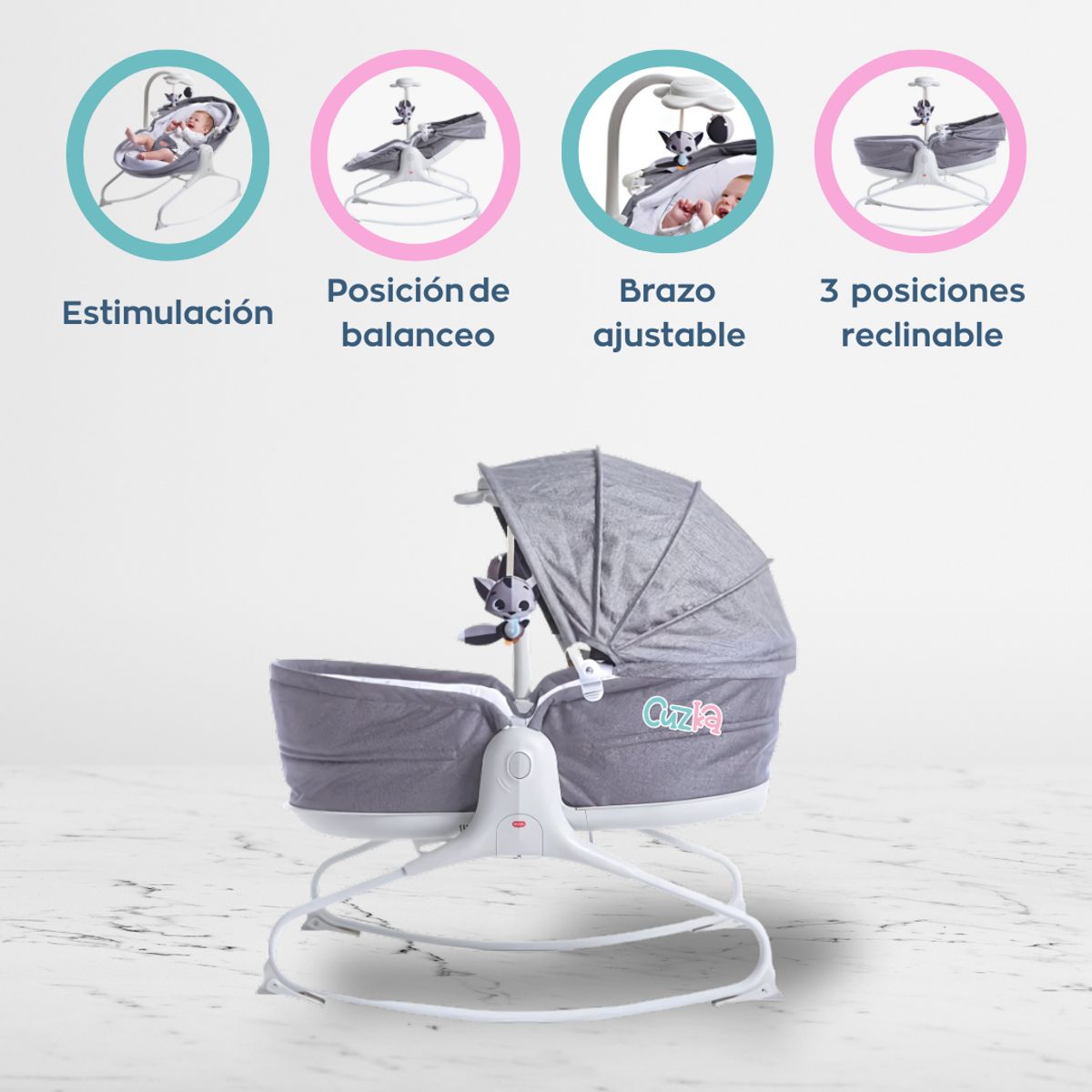 TINY LOVE - Silla Mecedora 3 en 1 «COZY ROCKER NAPPER» Heather Grey