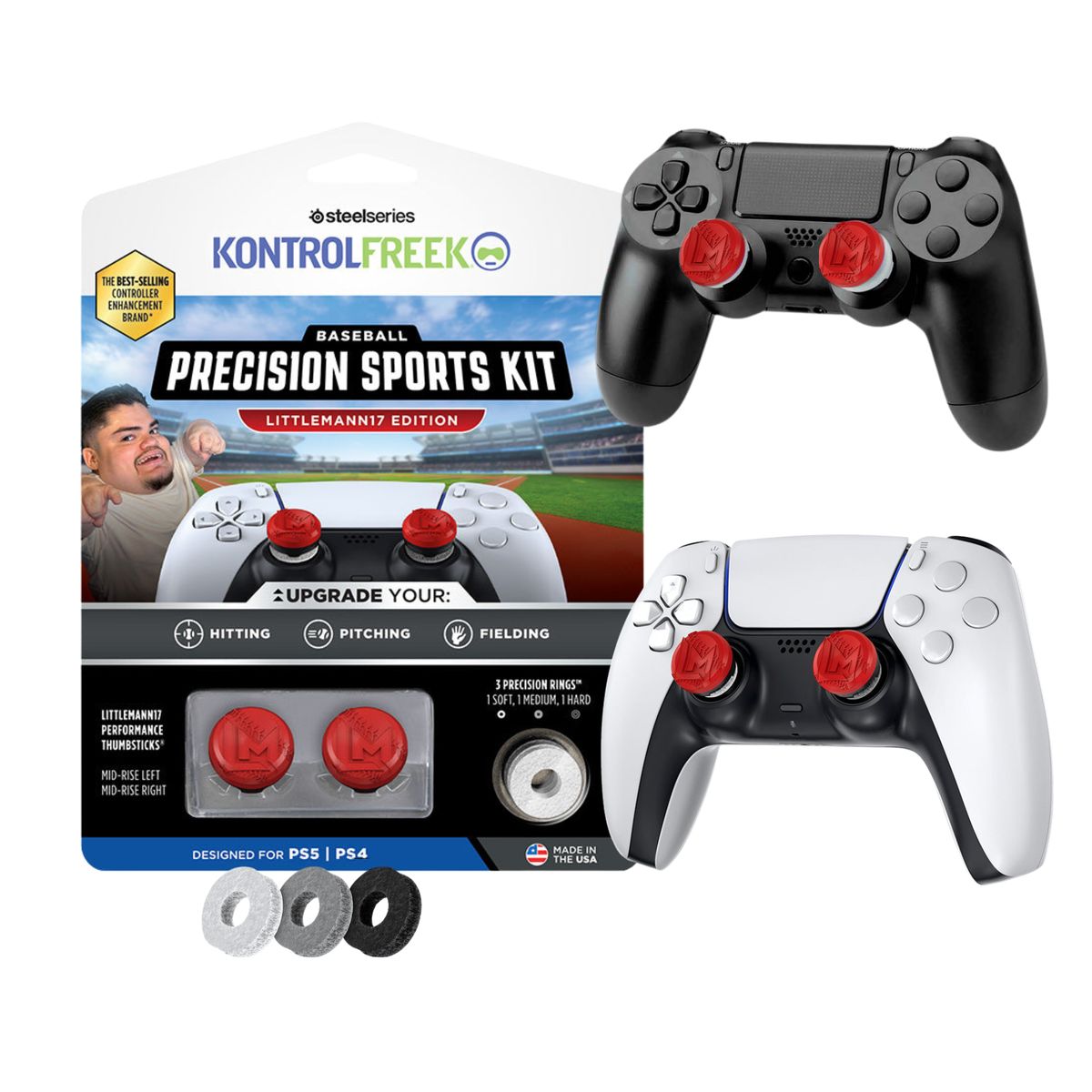 KONTROLFREEK - KontrolFreek Littlemann17 Sports + Anillo de Precisión para PS4 PS5