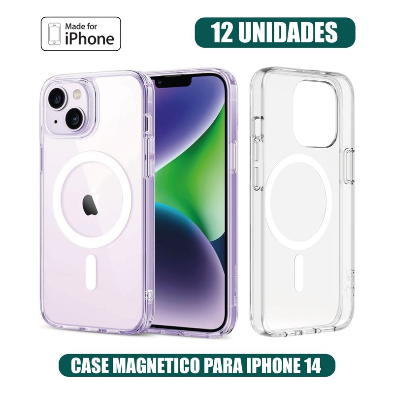 GENERICO - Case Magnetico Transparente iPhone 14 (12 UNIDADES)