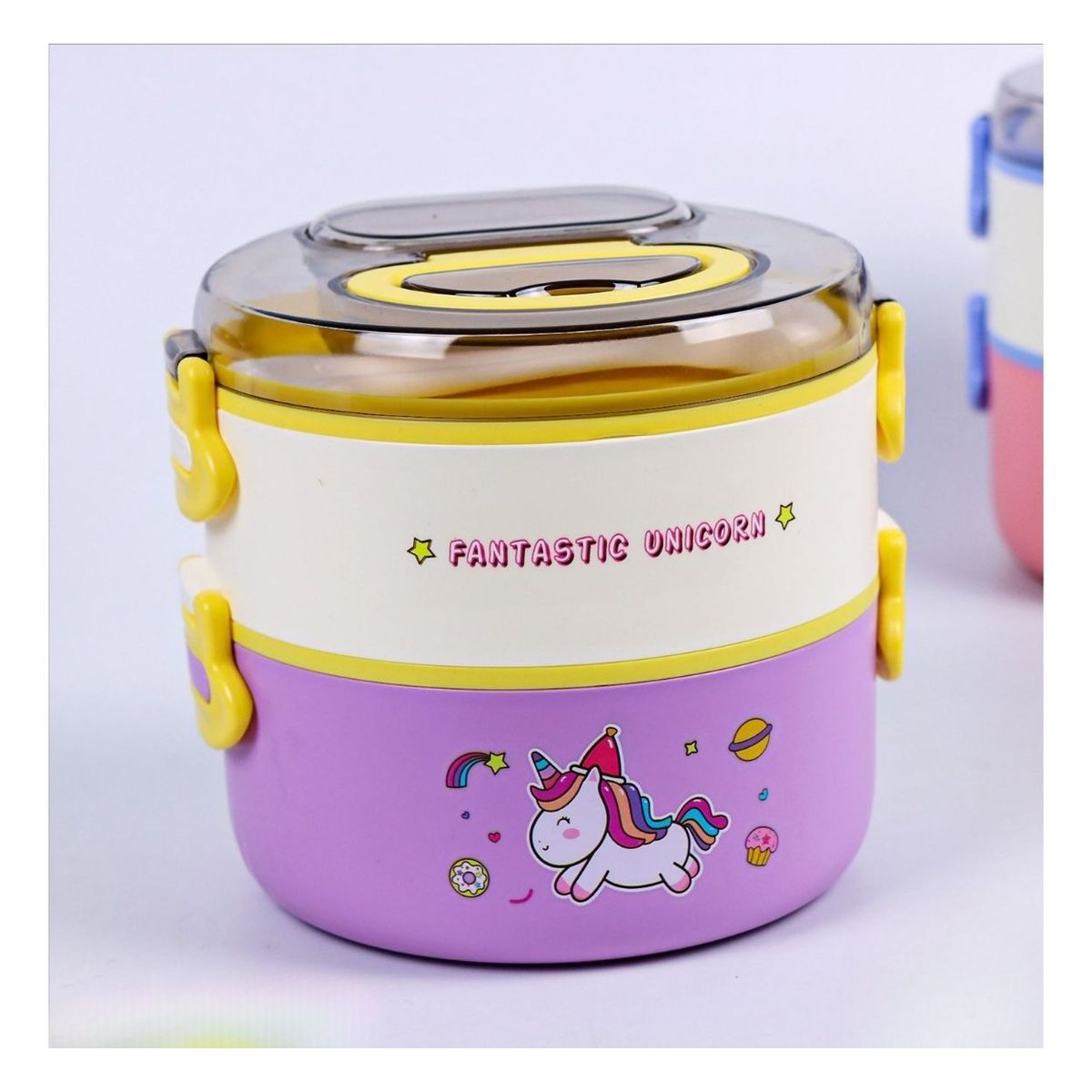 GENERICO - Taper Lonchera de Alimentos de 2Pisos Unicornio para Niños