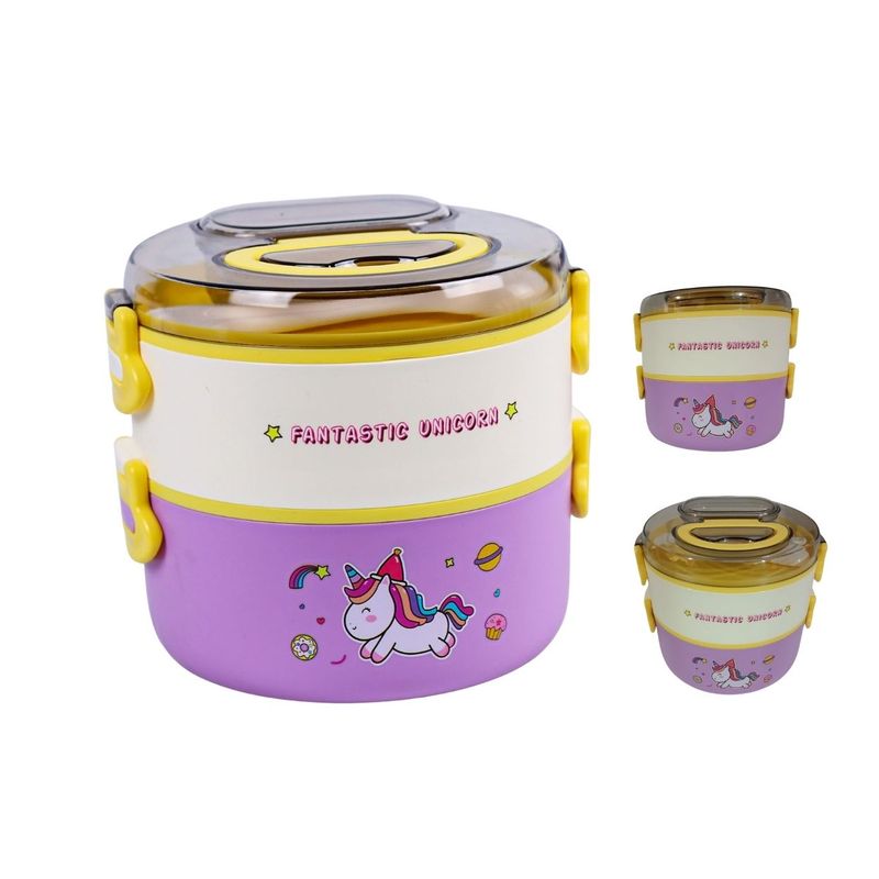 GENERICO - Taper Lonchera Infantil de Alimentos de 2Pisos Unicornio