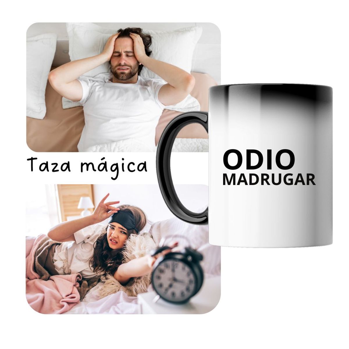GENERICO - Taza mug mágica 11 oz frases sarcasmo - Odio madrugar