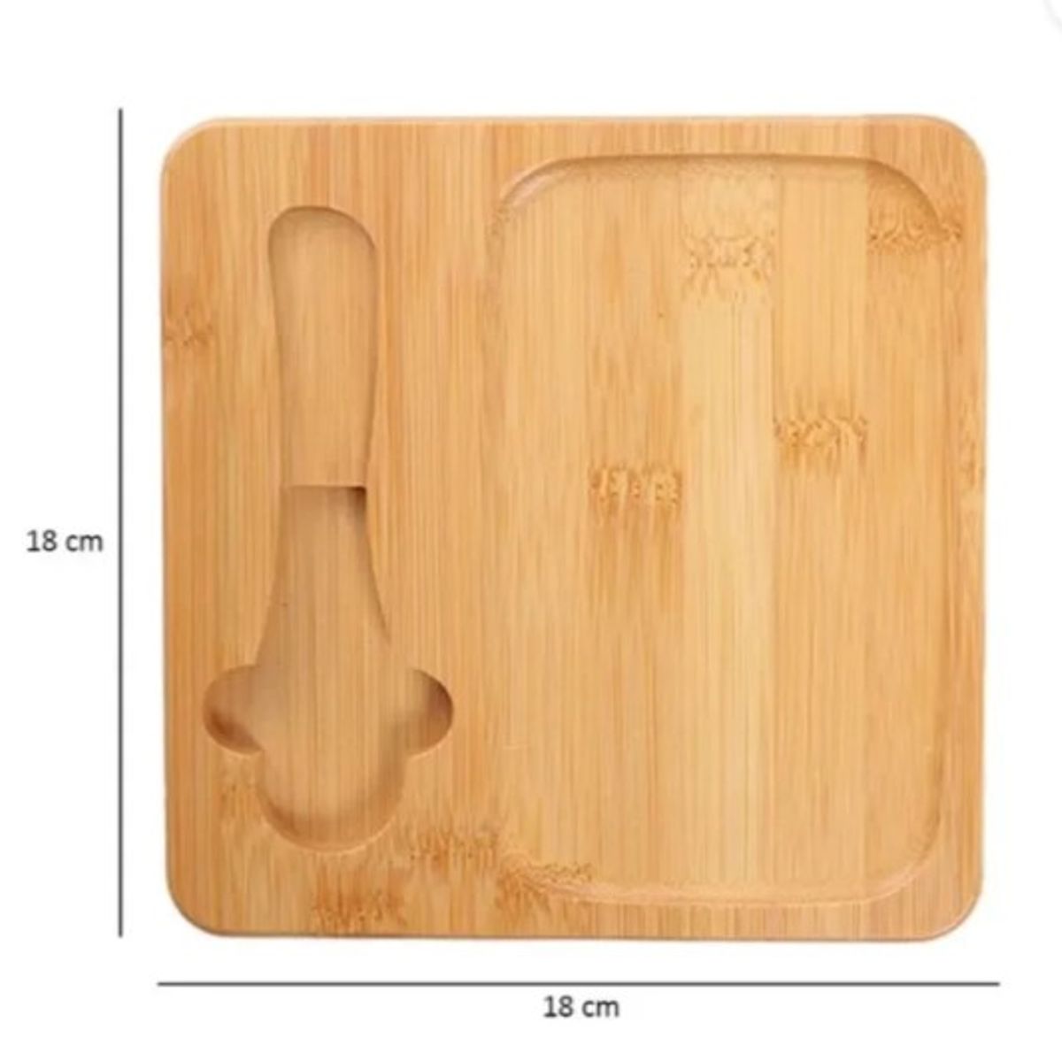 GENERICO - Mantequillero de Porcelana y Bambu con Cuchillo