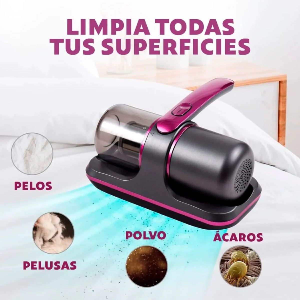 GENERICO - ASPIRADORA ANTIACAROS REMOVEDOR DE ACAROS INALAMBRICO ESTERILIZADOR UV