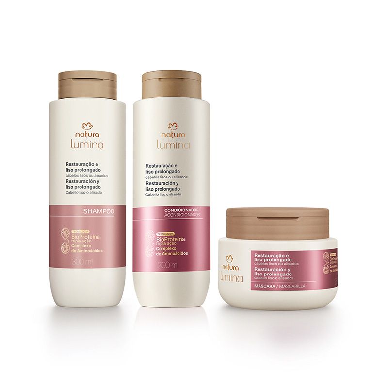 NATURA - Shampoo mascarilla y acondicionador restauracion y liso prolongado Lumina Natura