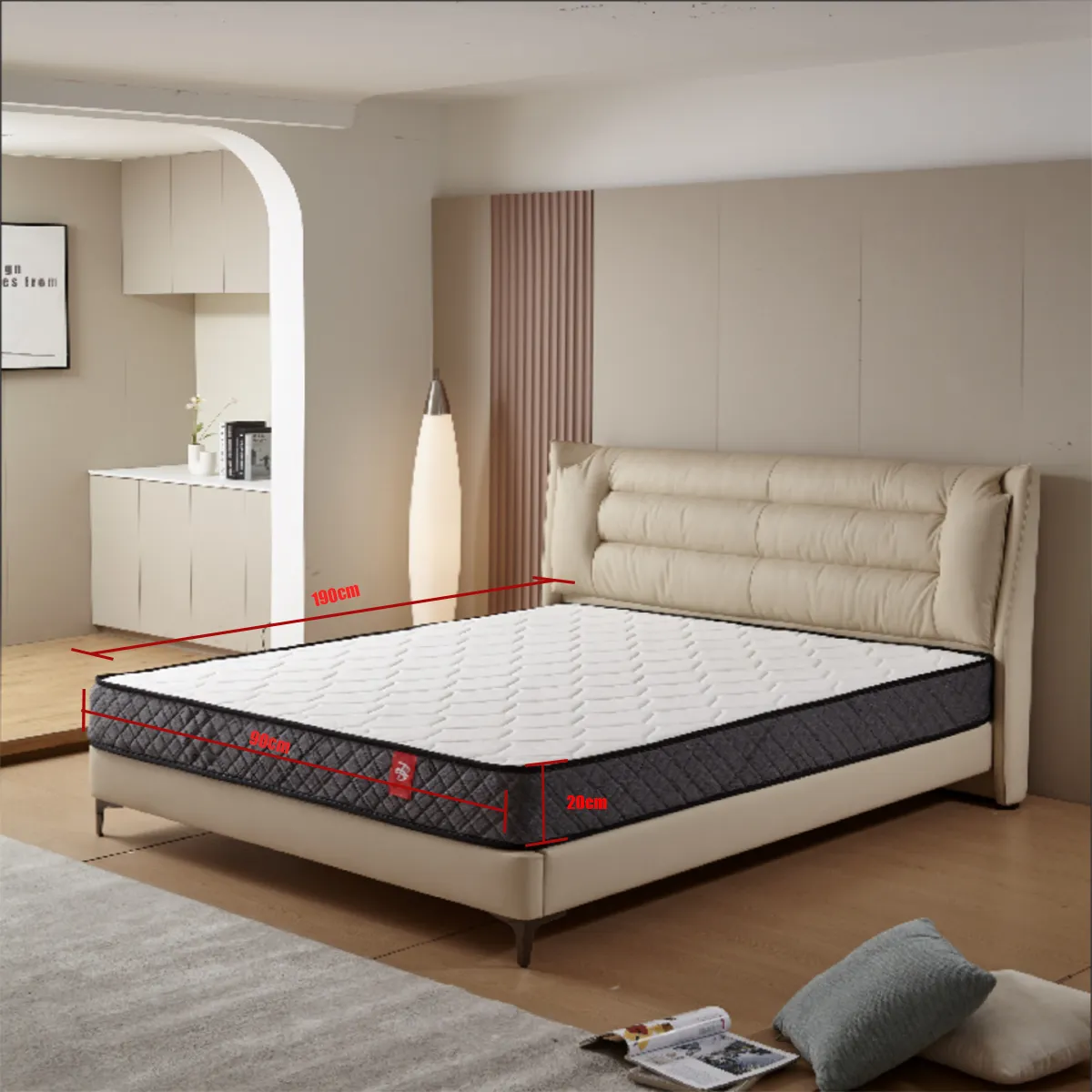 ANYHOGAR - Colchón Individual Caja Muelles Independientes 90x190x20 Cm