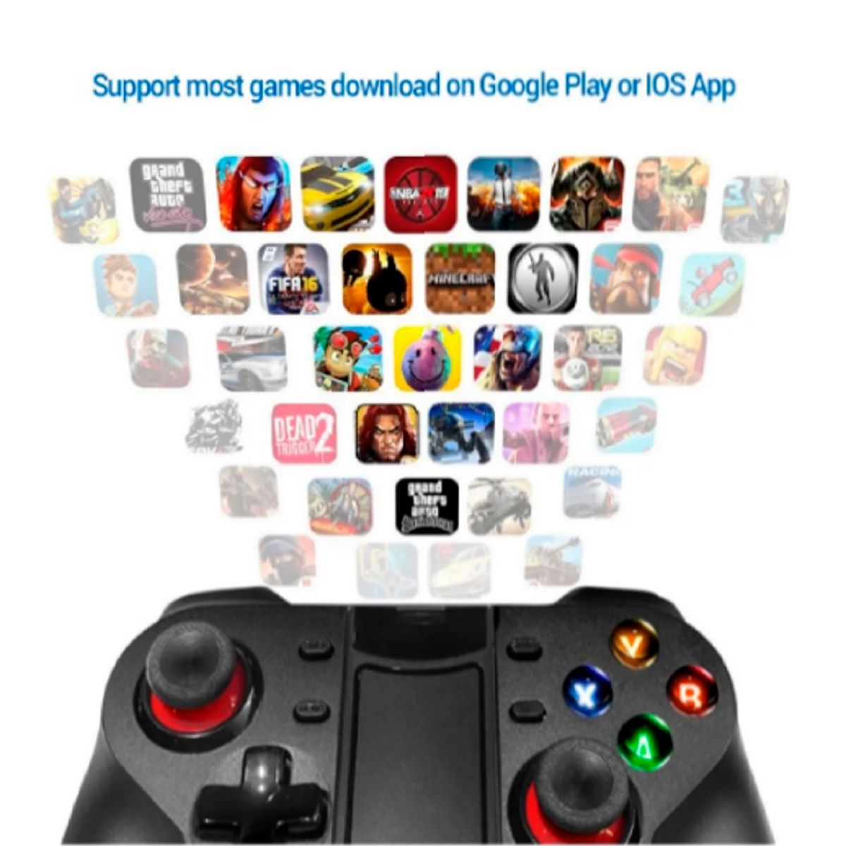 SEISA - Mando Gamepad Turbo Bluetooth Seisa Sj1019 Para Smartphone PC y Tablet