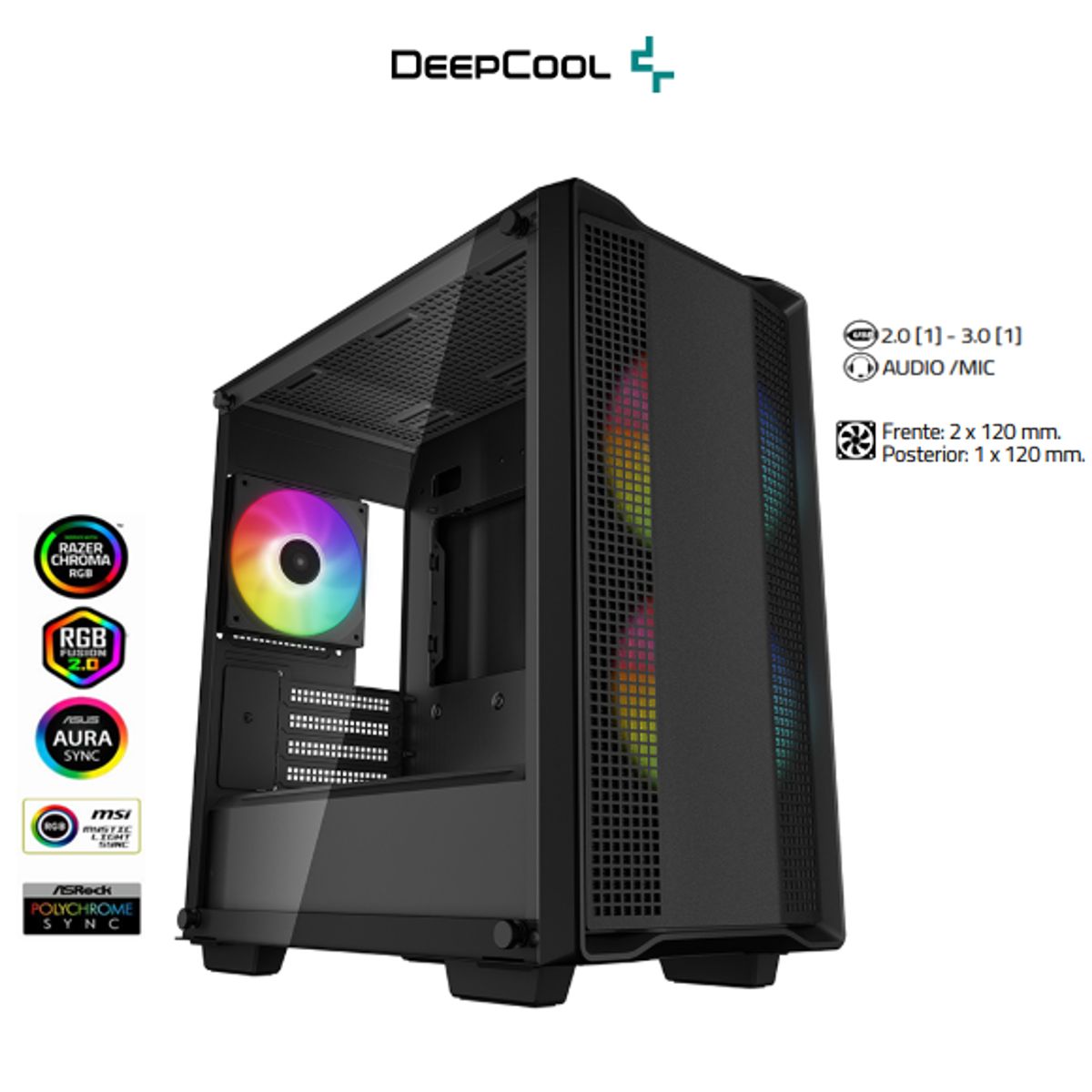DEEPCOOL - Case CC360 ARGB Placa Base Mini-ITX  M-ATX DEEPCOOL