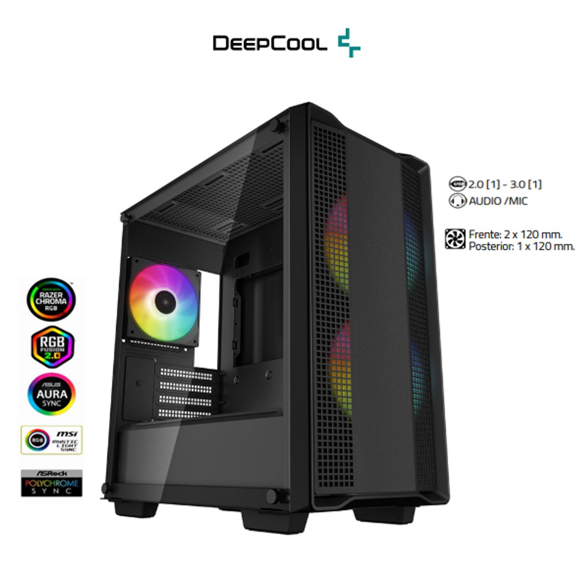 DEEPCOOL - Case CC360 ARGB Placa Base Mini-ITX  M-ATX DEEPCOOL