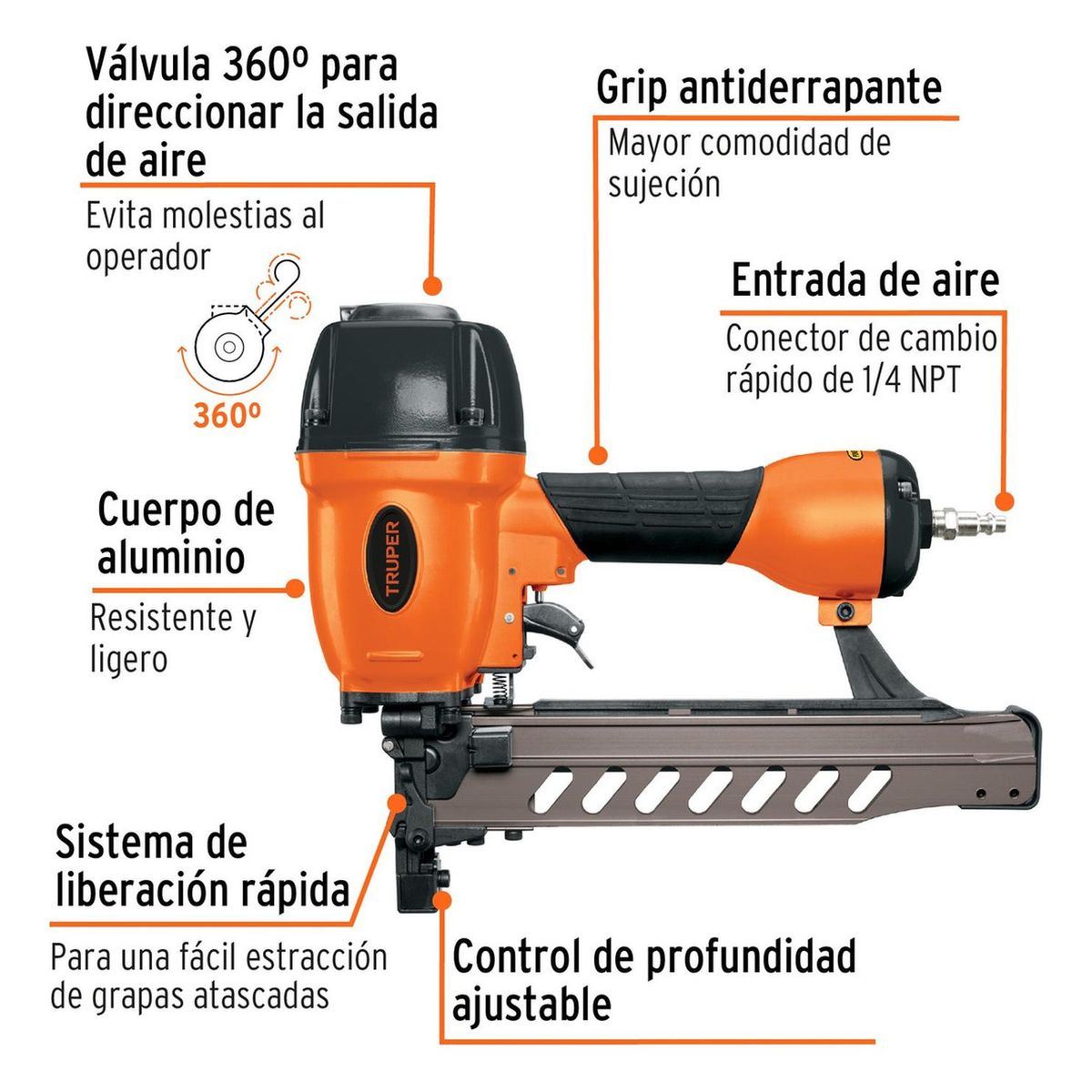 TRUPER - Engrapadora Neumatica calibre 16 Truper