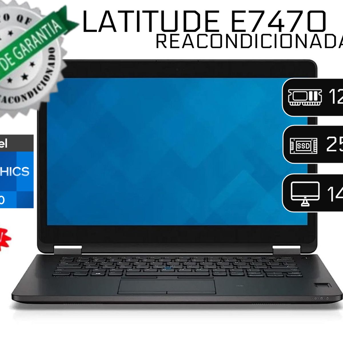 DELL - Laptop Dell Latitude E7470 i7 6ta 12GB RAM 256GB SSD Reacondicionada + COOLER
