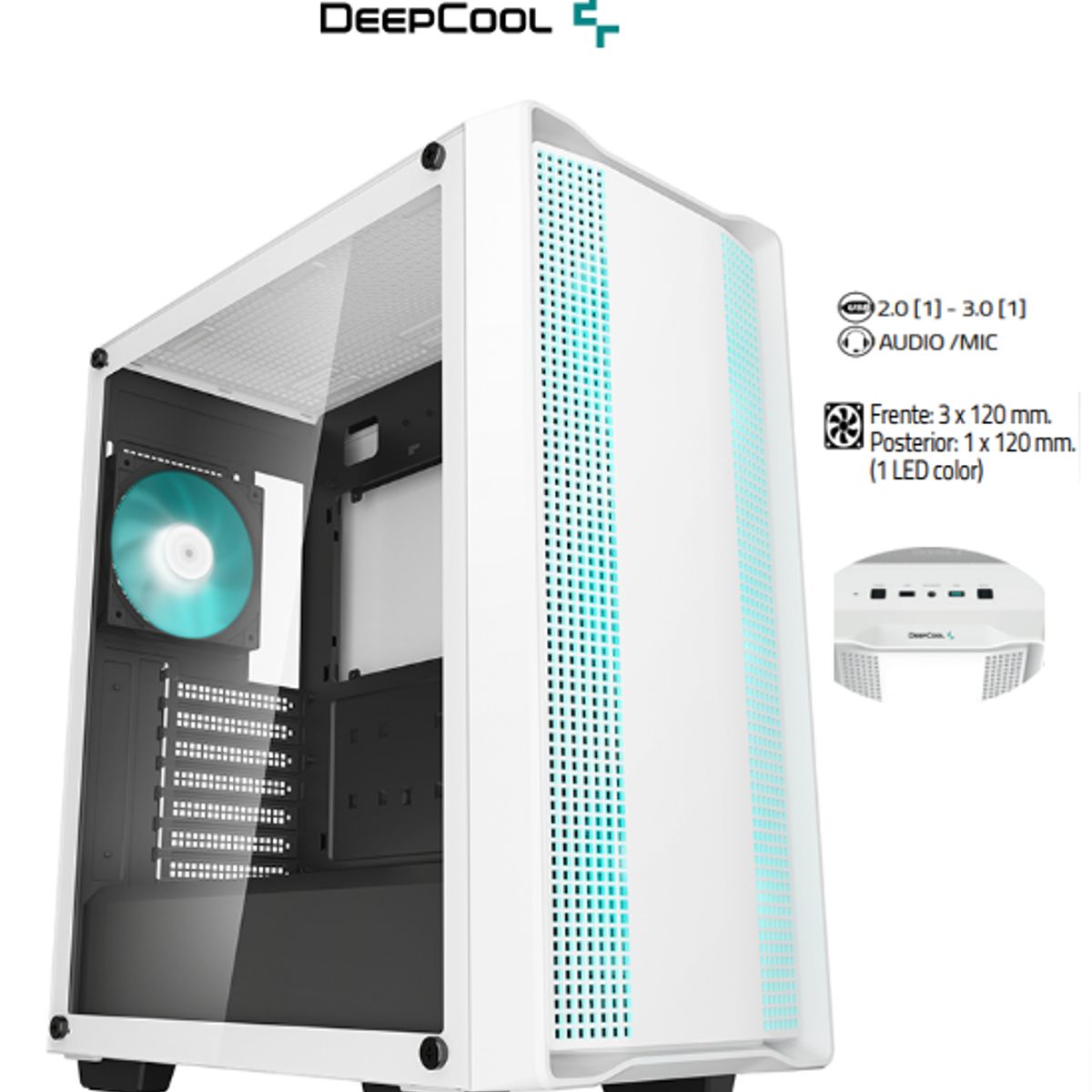 DEEPCOOL - Case CC560 WH V2 Placa Base: ITX / M-ATX / ATX  DeepCool