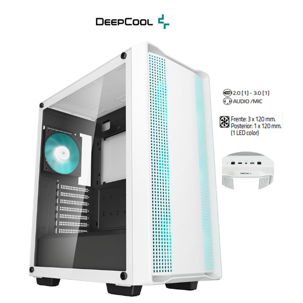 DEEPCOOL - Case CC560 WH V2 Placa Base: ITX / M-ATX / ATX  DeepCool