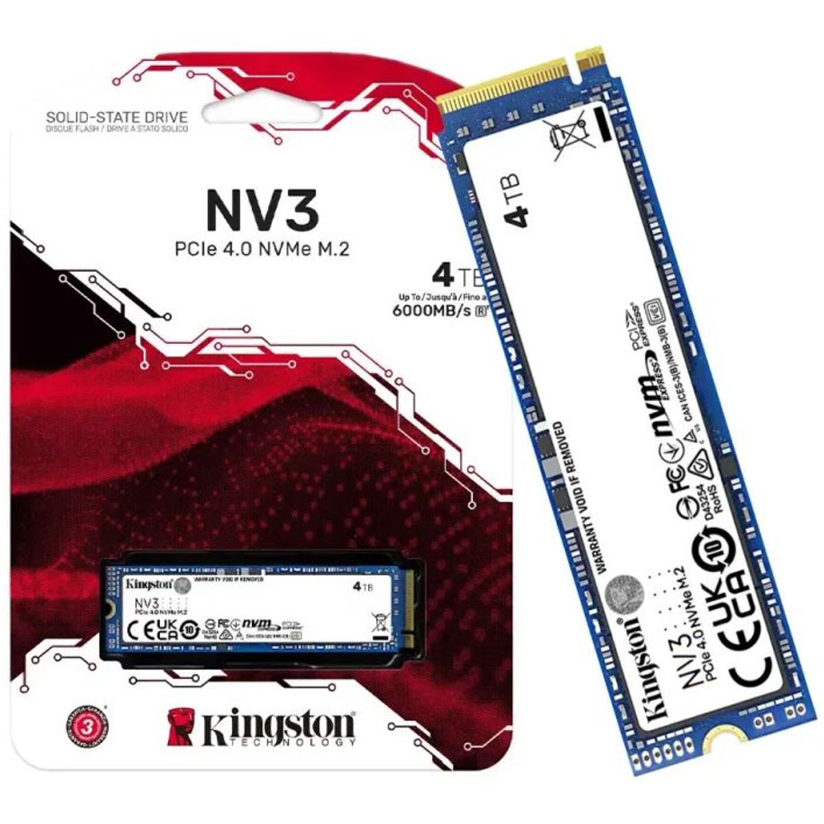 KINGSTON - Unidad de Estado Sólido 4TB Kingston NV3 NVMe PCIe 4.0 de 6000Mb/s