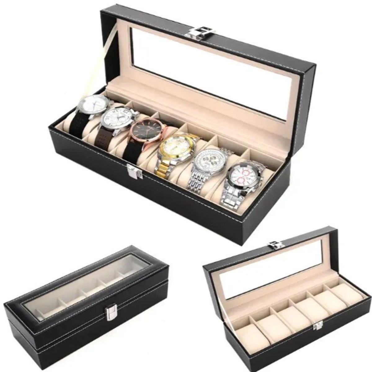 GENERICO - Organizador De 6 Relojes Portareloj Estuche Elegante