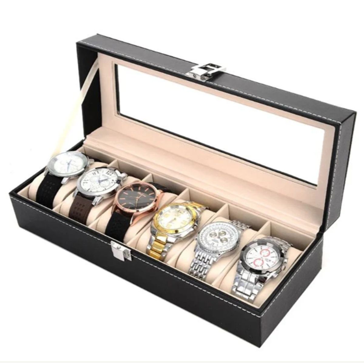 GENERICO - Organizador De 6 Relojes Portareloj Estuche Elegante