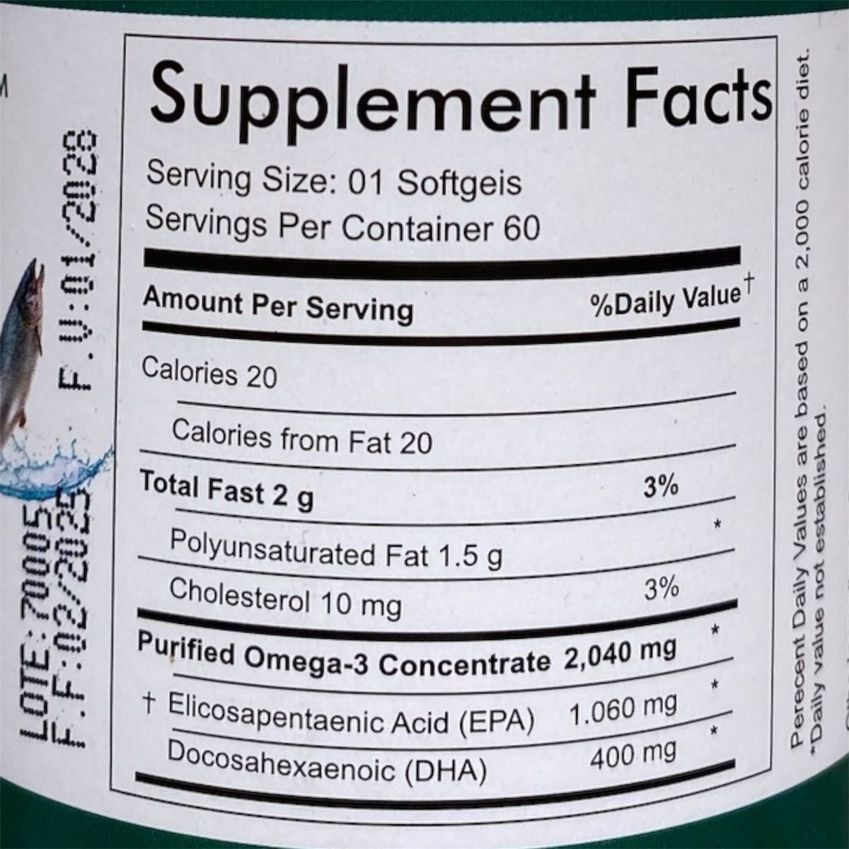 GENERICO - GOLD LEAF OMEGA 3 1000MG – 60 CÁPSULAS