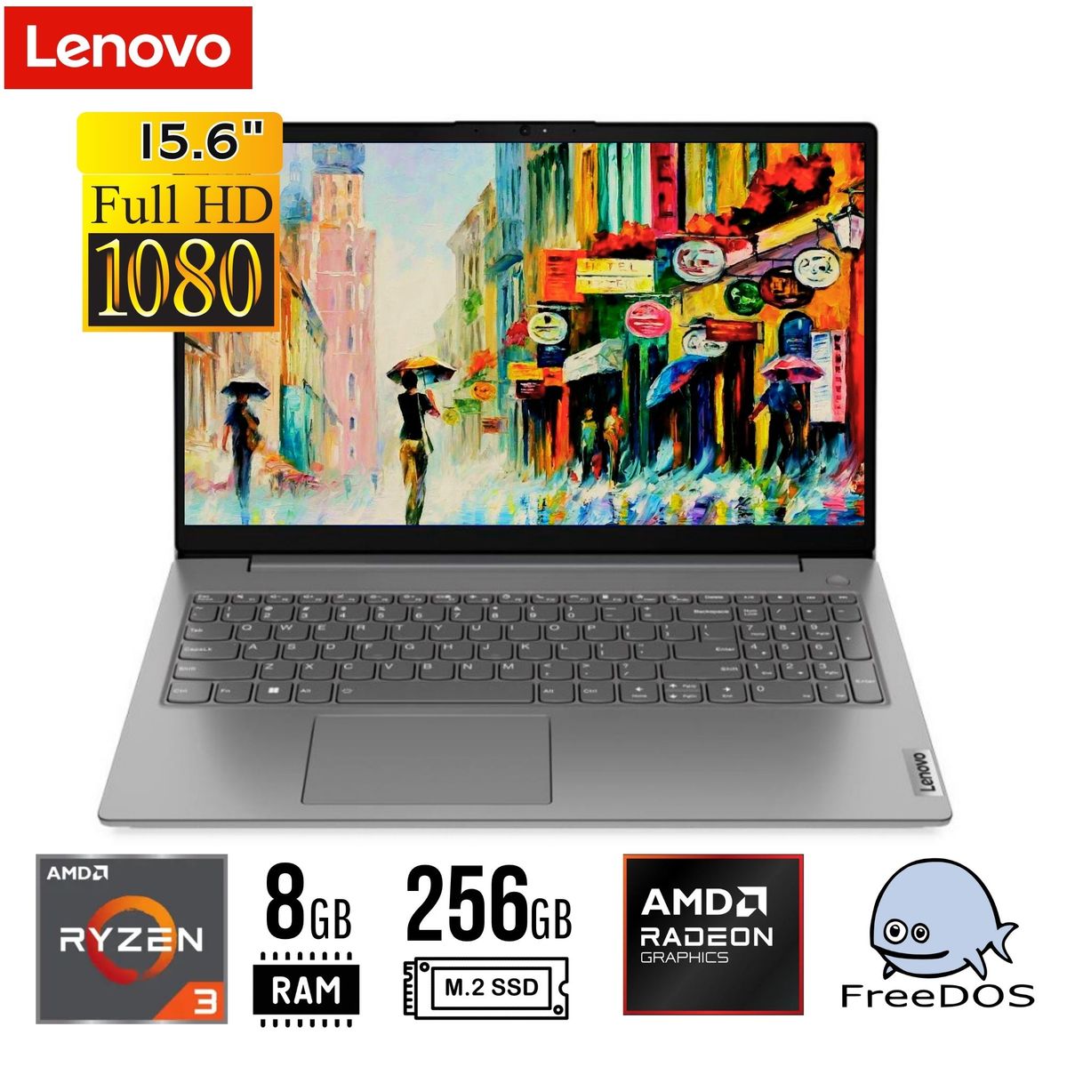 LENOVO - LAPTOP Lenovo V15 G4 AMN 15.6" FHD TN AMD Ryzen 3 7320U 8GB 4800MHz 256GB SSD FREEDOS