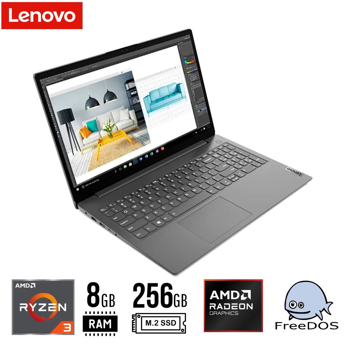 LENOVO - LAPTOP Lenovo V15 G4 AMN 15.6" FHD TN AMD Ryzen 3 7320U 8GB 4800MHz 256GB SSD FREEDOS