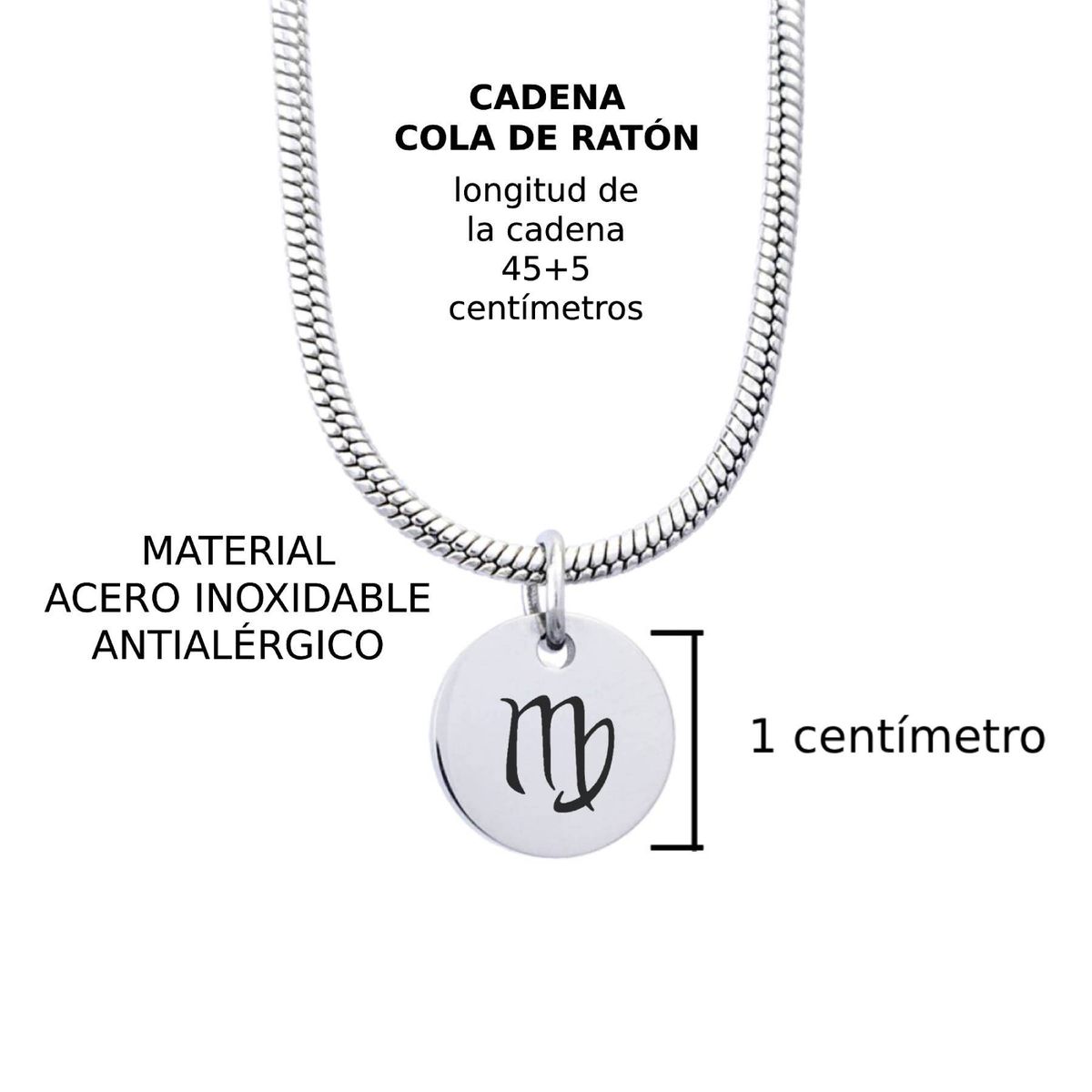 GENERICO - Collar Cadena Signo Virgo Plateado