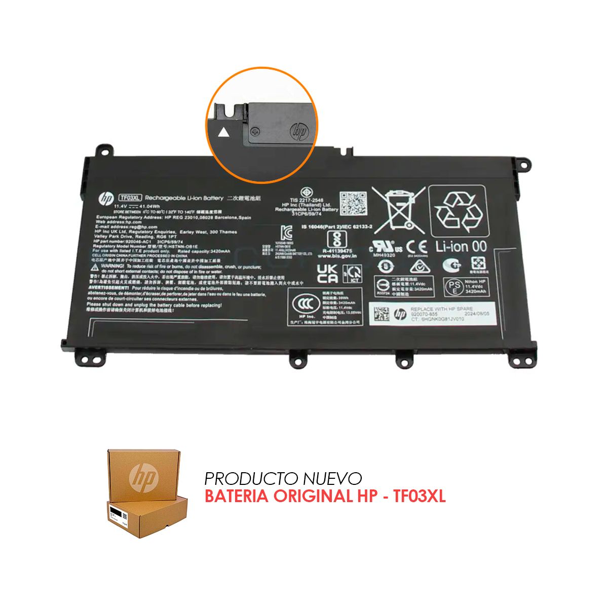 OEM - Bateria HP -TF03XL nuevo caja sellada