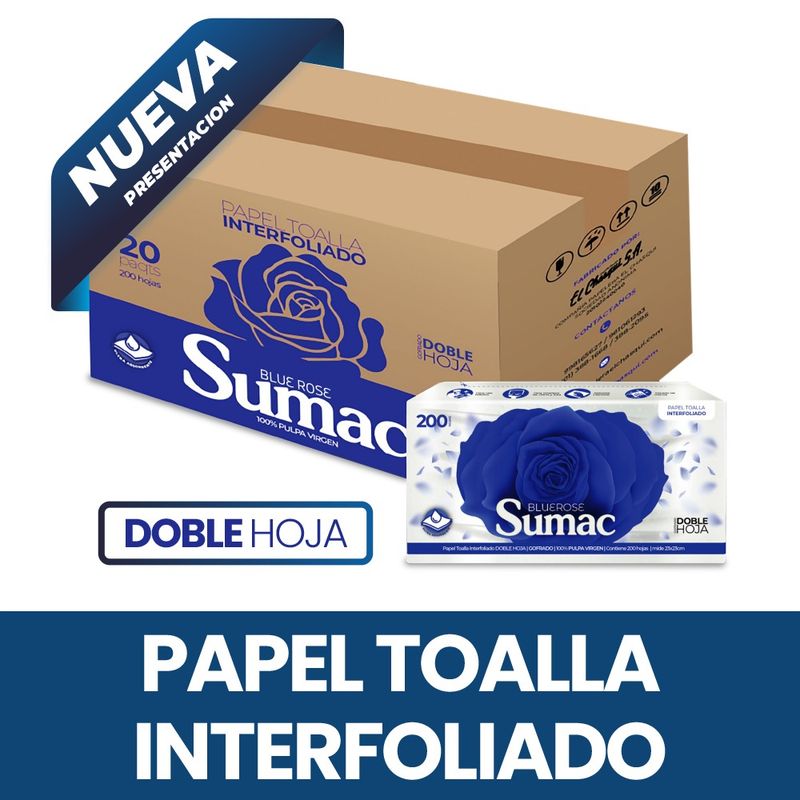 SUMAC - Caja de Papel Toalla Interfoliado Doble Hoja Sumac x 20 unidades