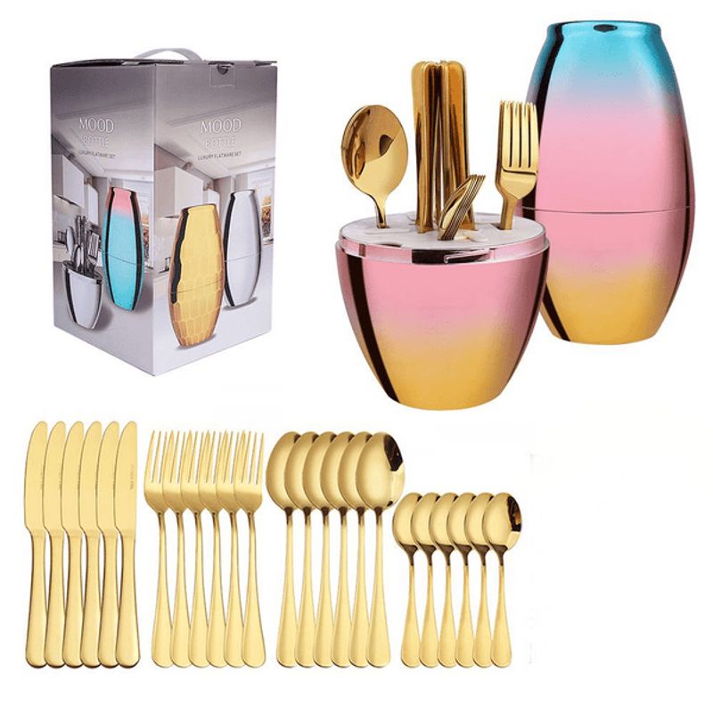 PIA COPELLO STORE - Juego de cubiertos - ovalado colorido - dorado