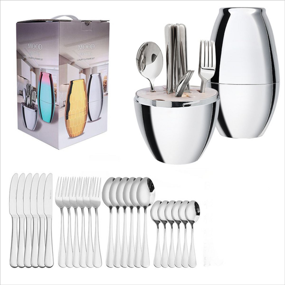 PIA COPELLO STORE - Juego de cubiertos - ovalado colorido - dorado