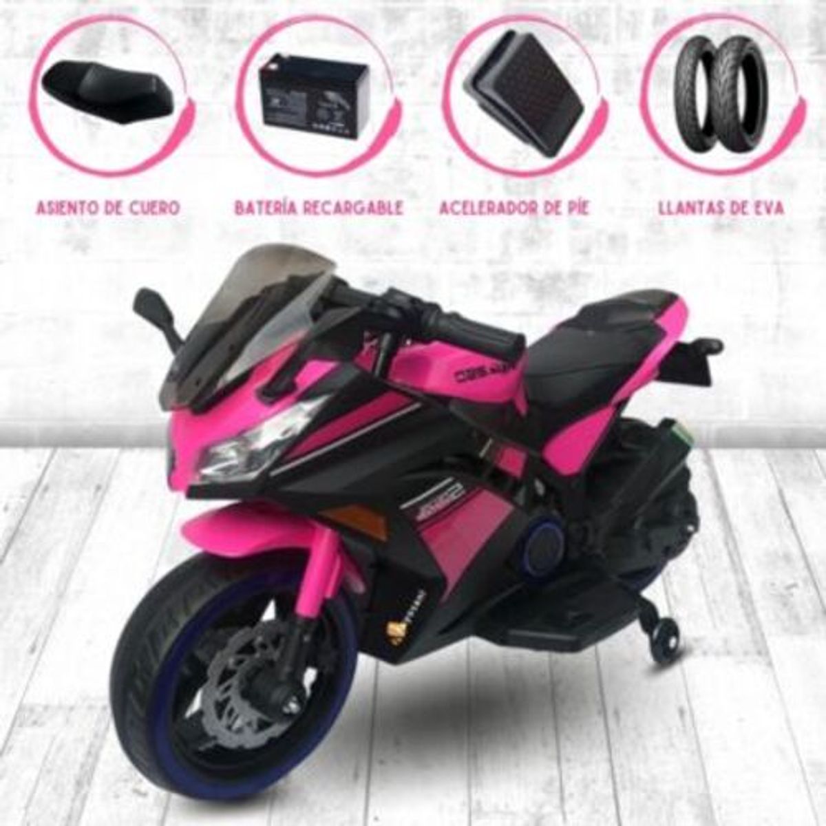 GENERICO - Moto a Batería para Niños «NINJA» Pink