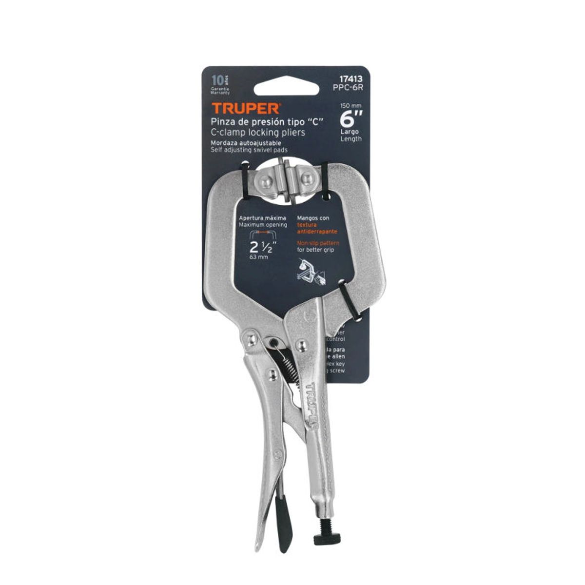 TRUPER - Pinza de presión 6 tipo C con mordaza autoajustable Truper - 17413