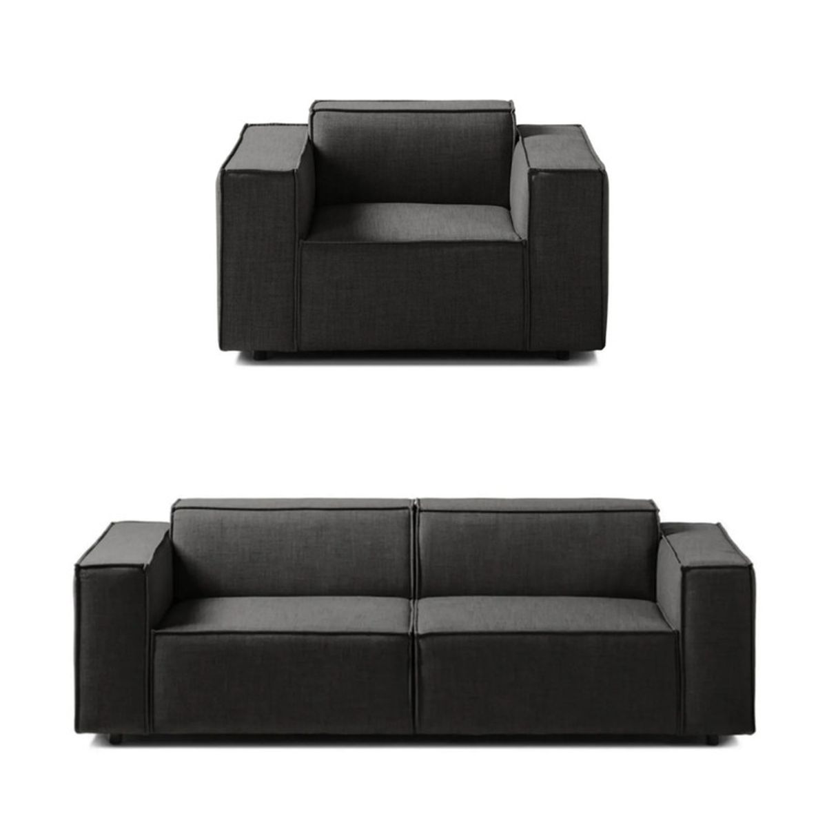 GENERICO - Juego de Sala Vitoriano 2-1 - Gris Oscuro