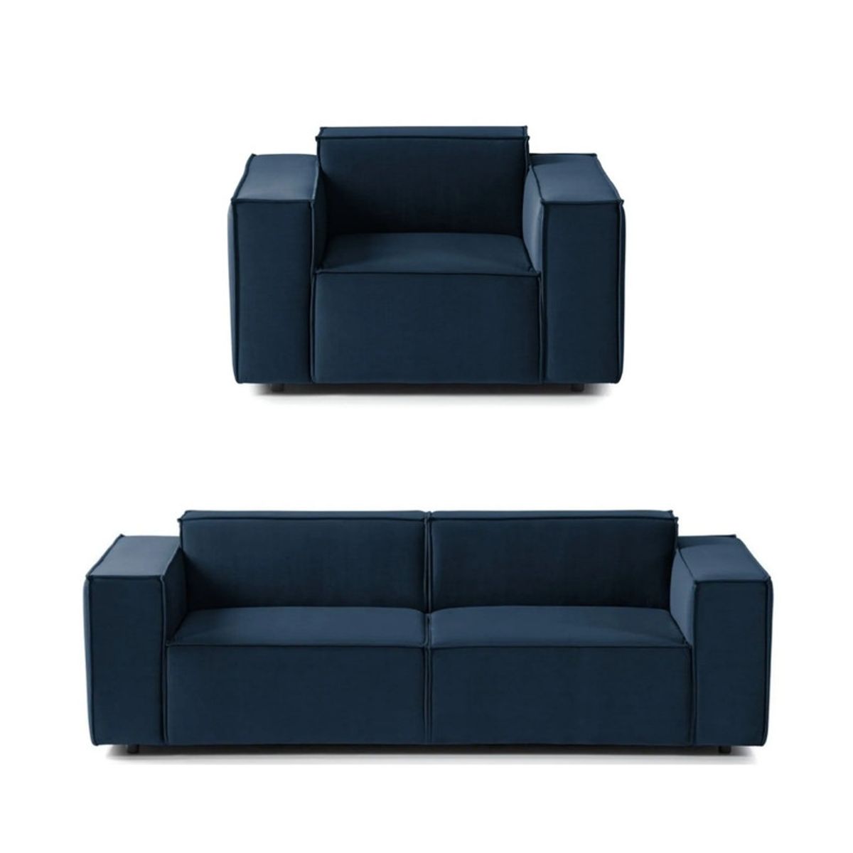 GENERICO - Juego de Sala Vitoriano 2-1 - Azul Oscuro