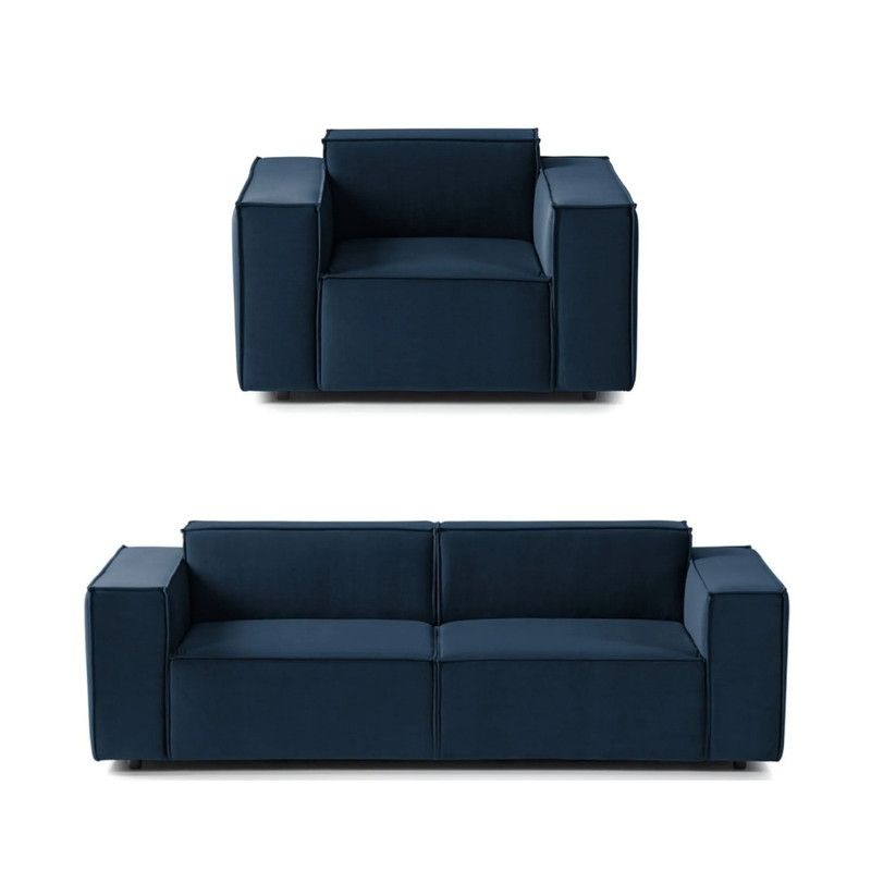 GENERICO - Juego de Sala Vitoriano 2-1 - Azul Oscuro