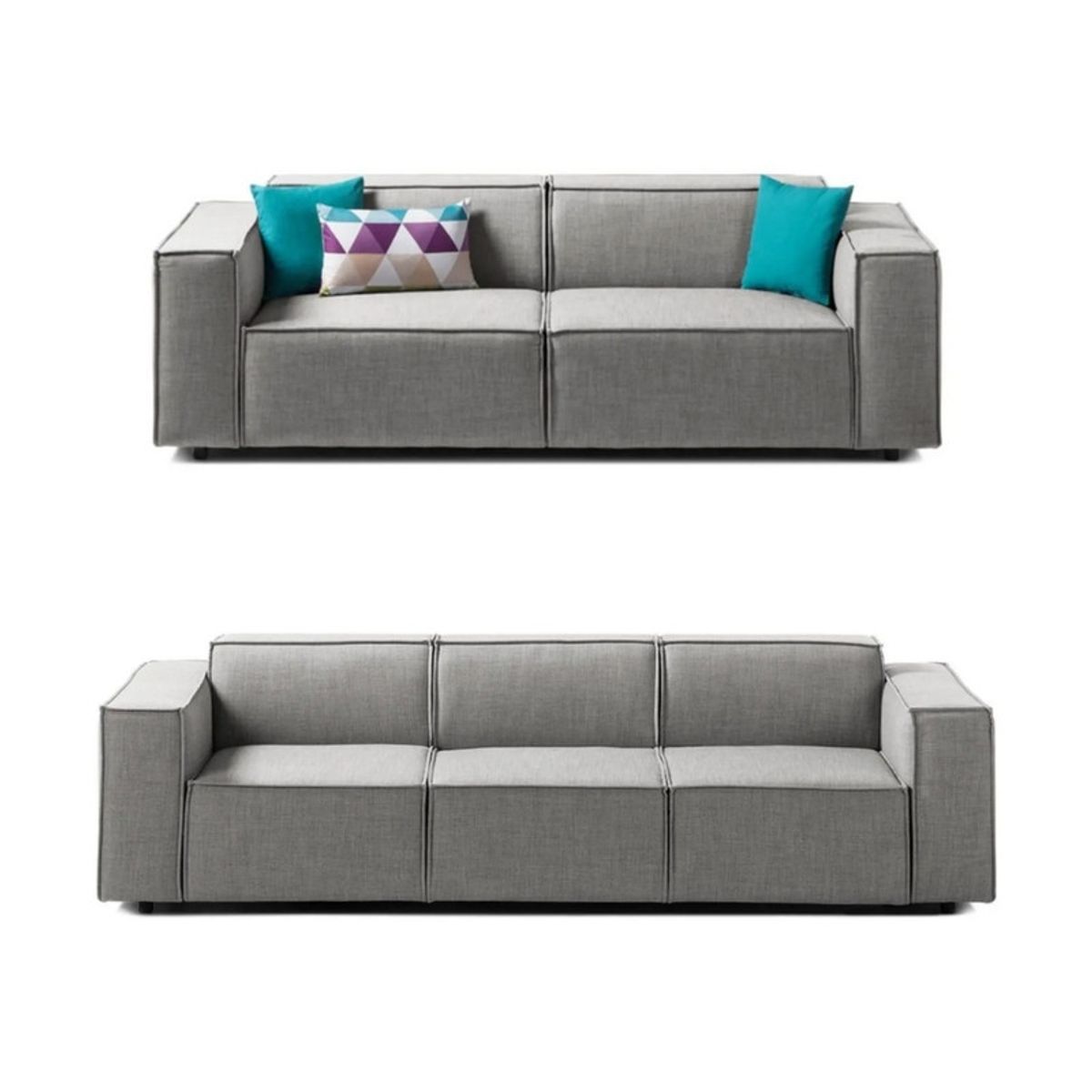 GENERICO - Juego de Sala Vitoriano 3-2 - Gris Claro