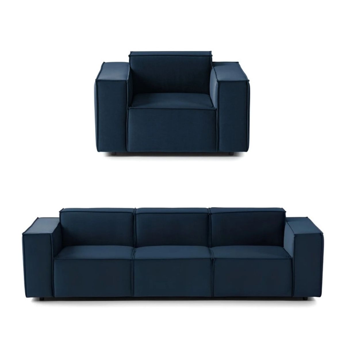 GENERICO - Juego de Sala Vitoriano 3-1 - Azul Oscuro