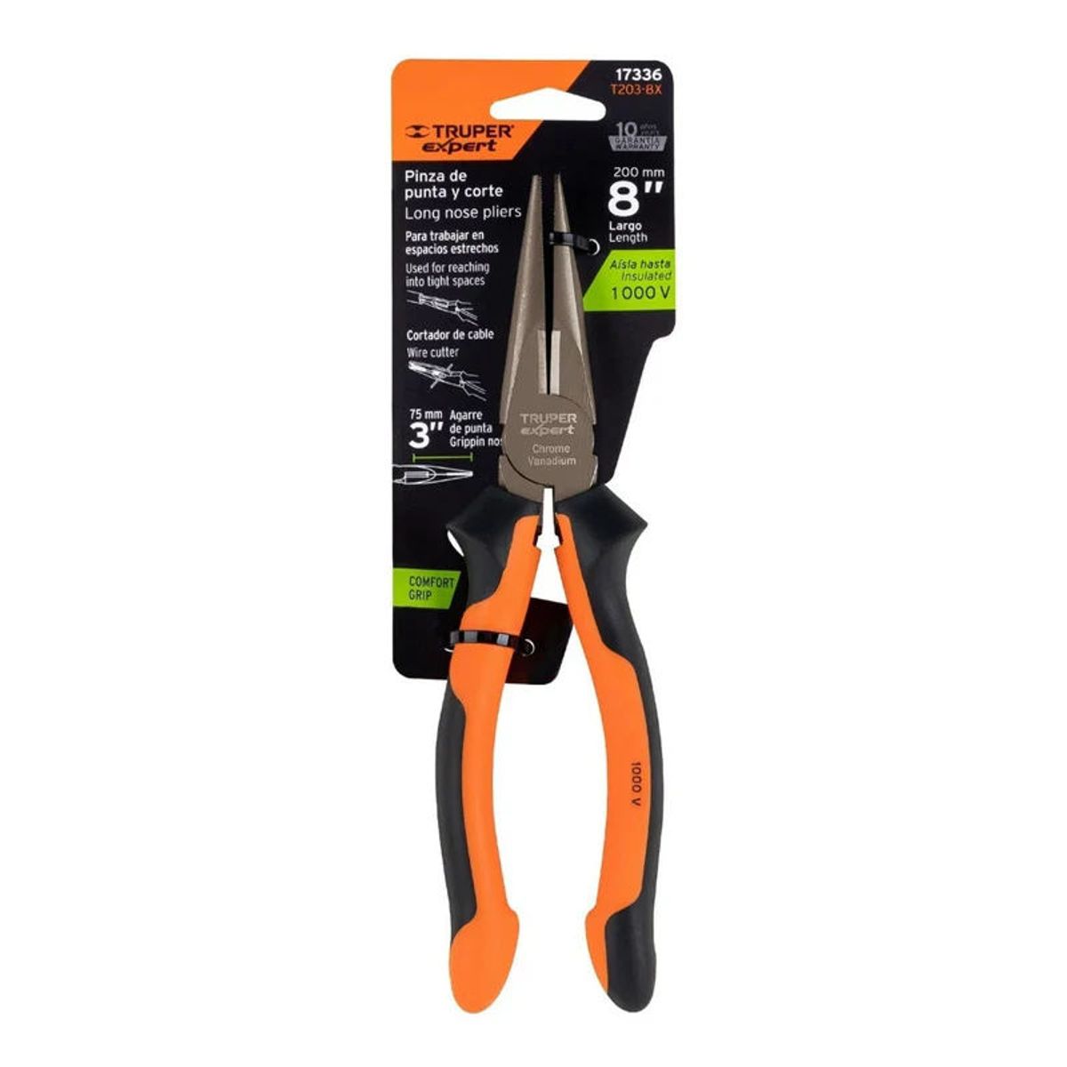 TRUPER - Pinza Punta Y Corte 8 Pulgadas Comfort Grip Truper