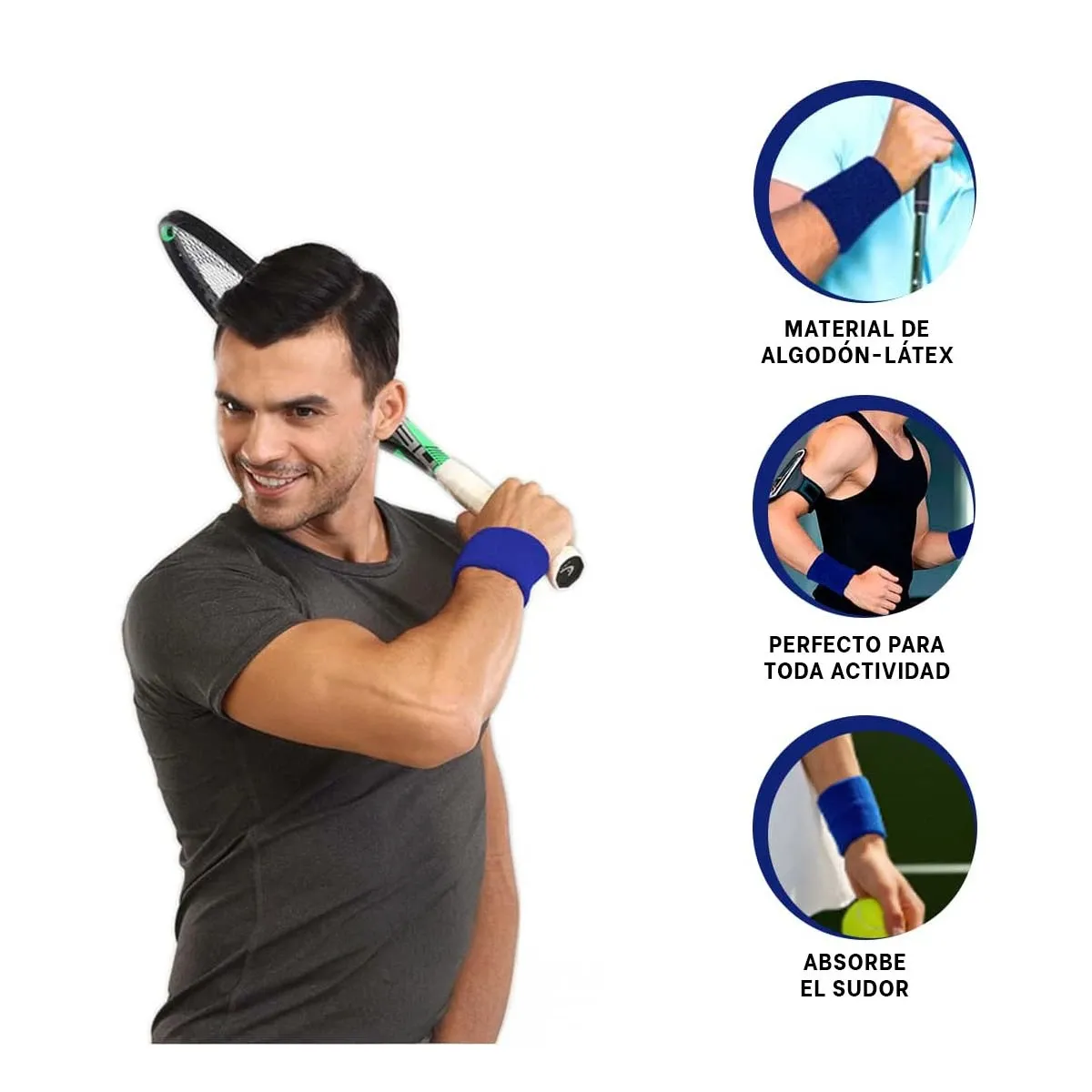 GENERICO - Pack6 Bandas Protectoras de Muñecas en Color Azul