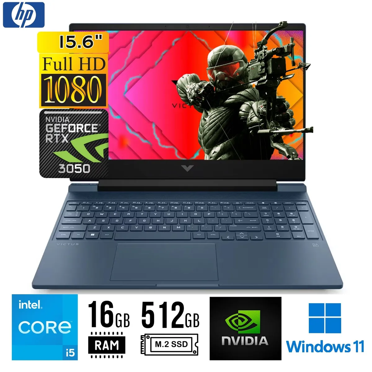 HP - LAPTOP HP Victus Gaming 15-FA0022LA, 15.6" FHD IPS, Core i5 12450H 16GB 512GB SSD RTX 3050 4GB W11