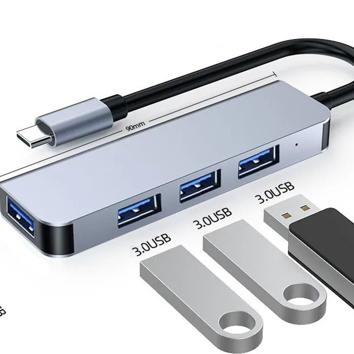 GENERICO - Adaptador Hub USB 3.0 es  4 EN 1