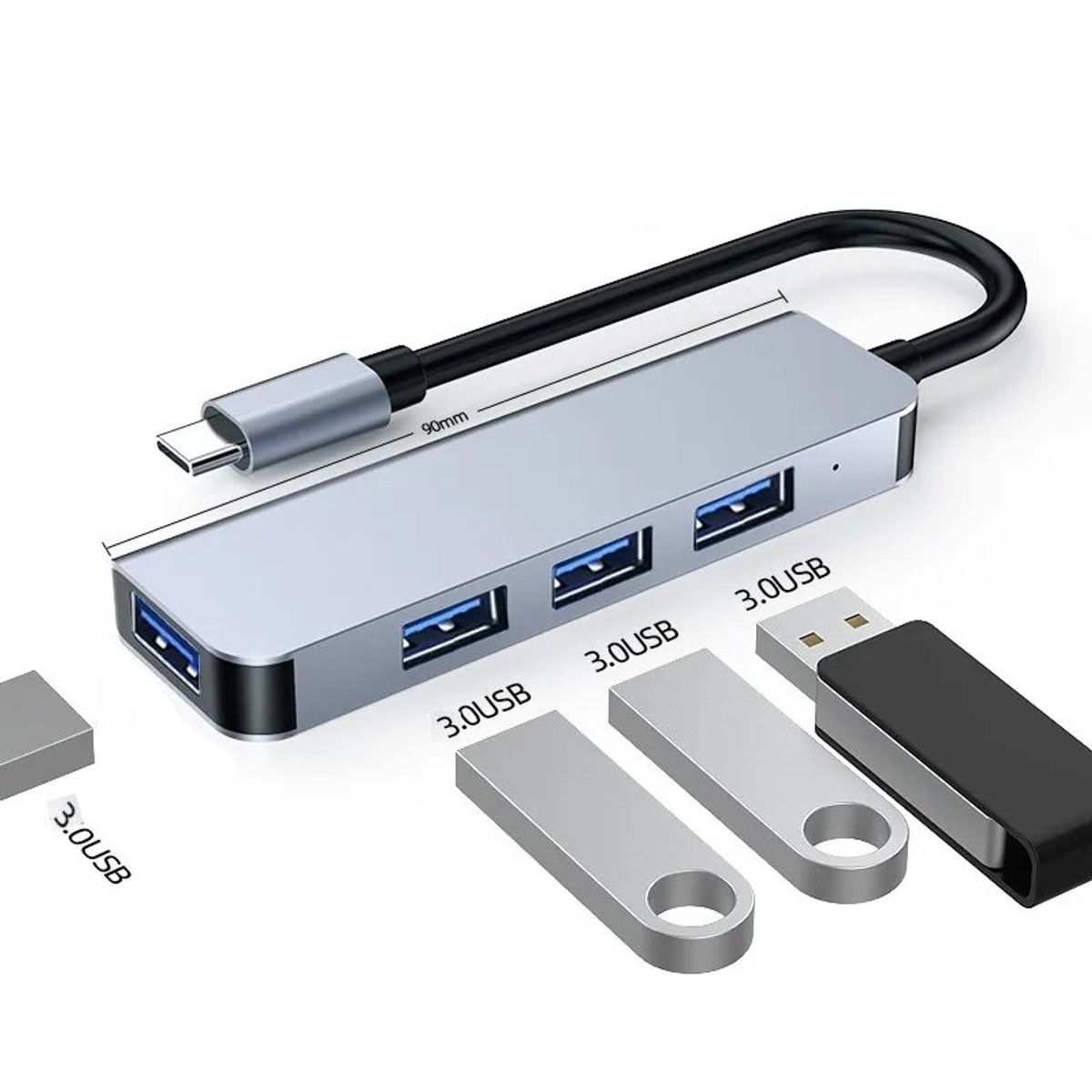 GENERICO - Adaptador Hub USB 3.0 es  4 EN 1