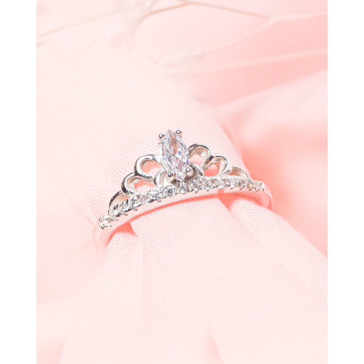 CLEO JOYAS & ACCESORIOS - Anillo corona princesa plata